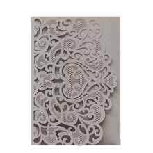 50Pcs Folding Paper Invitation Hollowed Lace-silver charcoal