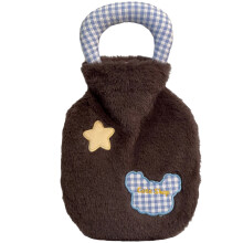 Portable Hot Water Bag for Hand Feet Soft Fleece Cover-brown