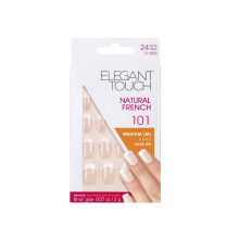 Set Elegant Touch Natural French Square Artificial Nails Bare 101 Size Medium 24 pcs