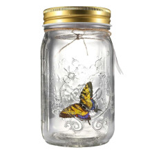 (Yellow) Butterfly Collection Jar Lamp Flying Butterfly with LED Lights for Family and Friends Gift