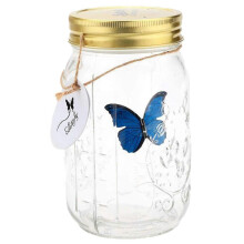 (Blue) Butterfly Collection Jar Lamp Flying Butterfly with LED Lights for Family and Friends Gift