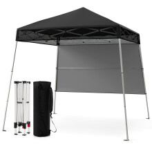 Tonnelle pliante réglable 2 x 2 m avec paroi latérale, noire