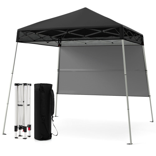Tonnelle pliante réglable 2 x 2 m avec paroi latérale, noire
