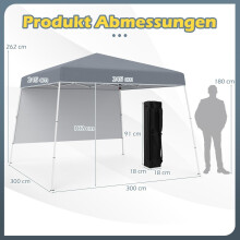 3x3m Pop-Up Gazebo, Waterproof, Sun Protection, Gray