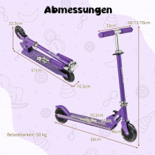 Foldable Kids Scooter with LED Wheels, Adjustable Handlebar