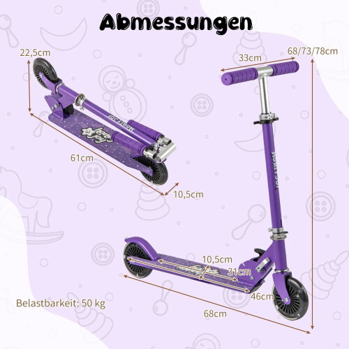 Foldable Kids Scooter with LED Wheels, Adjustable Handlebar
