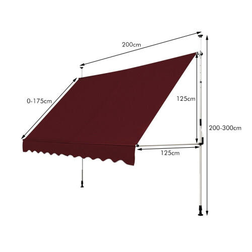 Retractable Awning 200cm, UV-Resistant, Adjustable Height 1