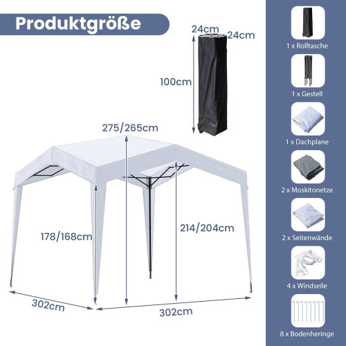 3x3 m Pop-Up Gazebo, Waterproof, Includes Bag & Stakes 1
