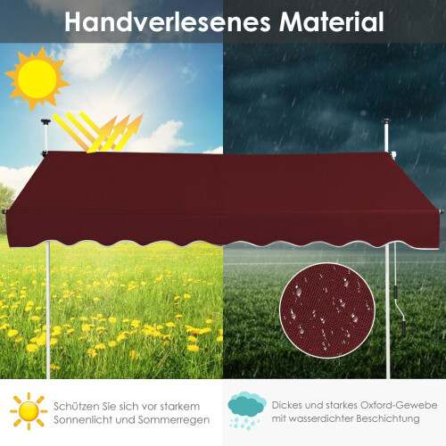 Retractable Awning 200cm, UV-Resistant, Adjustable Height 2