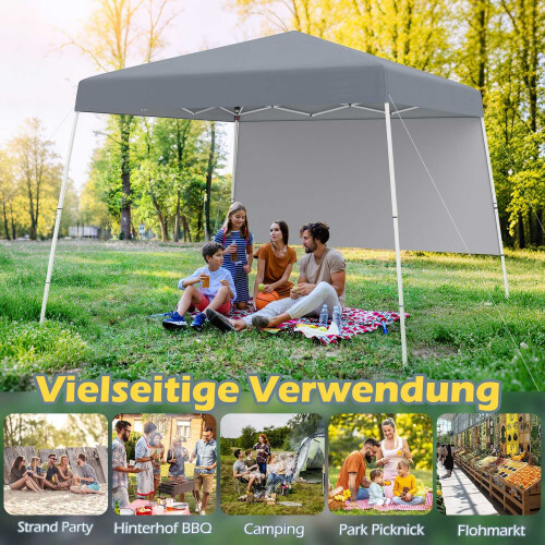 3x3m Pop-Up-huvimaja, vedenpitävä, aurinkosuoja, harmaa 1