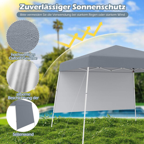 3x3m Pop-Up-huvimaja, vedenpitävä, aurinkosuoja, harmaa 2