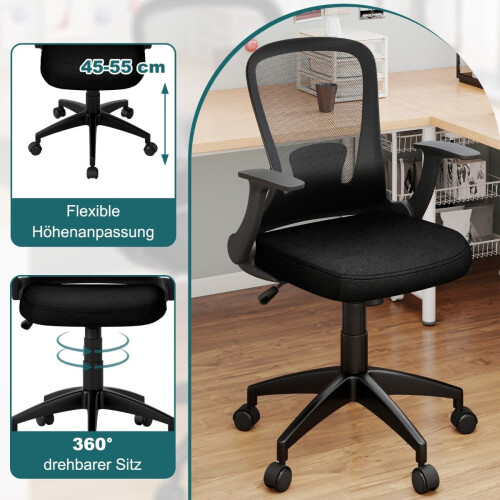 Ergonomisk kontorsstol med uppfällbara armar och svankstöd 2