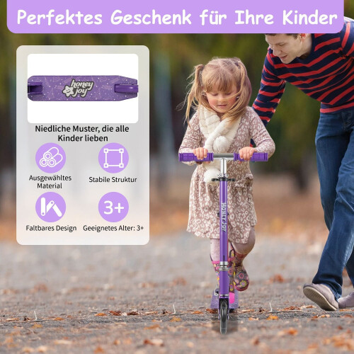 Foldable Kids Scooter with LED Wheels, Adjustable Handlebar 1