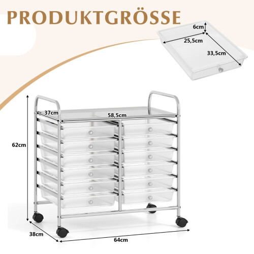 Mobile Storage Cart with 12 Stackable Drawers 1