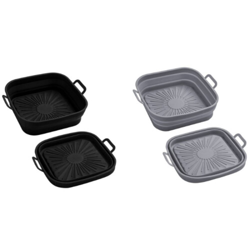 Zusammenklappbare Heißluftfritteuse Silikonform 17,5 cm 2er-Pack MultiColor