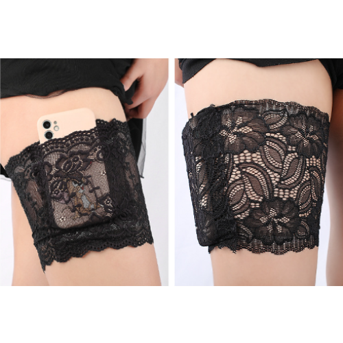 Jarreteira de renda com bolso Black S 1