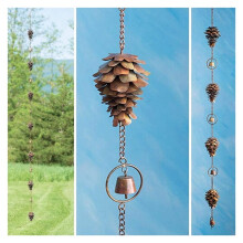 Pine Cone Shaped Rain Chain, Metal 108 x 5.5cm, Outdoor Garden Water Downspout Replacement