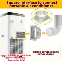 (Square) Adaptador redondo y cuadrado de aire acondicionado portátil a manguera para tubos de 5,9 pulgadas/14,99 cm, redondo y