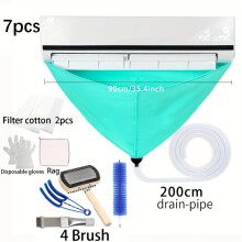 (green) 7 Uds. Funda de limpieza de aire acondicionado de verano, limpiador de aire acondicionado AC, reutilizable, bolsa de