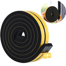 2 rollos de cinta burlete de espuma autoadhesiva negra de 1,2 cm de ancho, 0,55 cm de grosor y 3,05 m de largo para