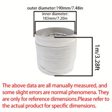 (1m/3.3ft, 180mm/7.1inch) Manguera flexible compuesta de PVC de papel de aluminio blanco para escape de campana extractora, manguera de sistema