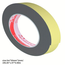 (5m*50mm*2mm) Cinta de espuma EVA negra de 3 uds, sellado de aire acondicionado de un solo lado, amortiguación fuerte, juntas de