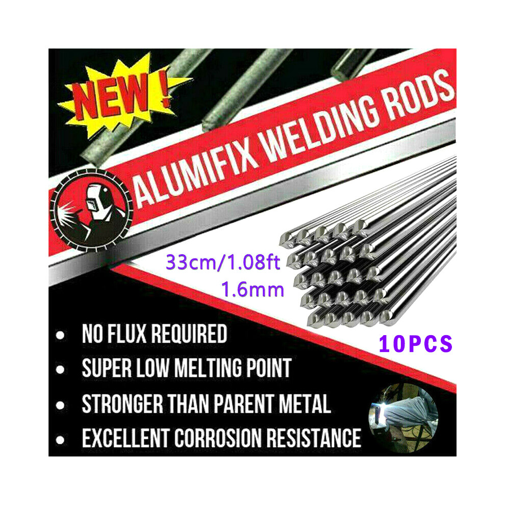 (1.6Mm*33Cm) 10Pcs Low Temperature Aluminum Welding Wire Flux Cored Soldering Rods 1.6Mm No Need Solder Powder 320997689225