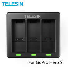 TELESIN 3 Slots LED Battery Charger Fast Charging Box For GoPro Hero 9 Black Action Camera