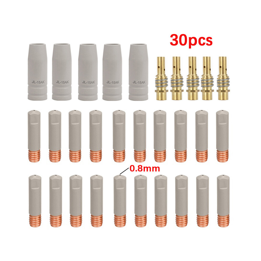 ((30Pc)0.8Mm) 30Pc Welding Contact Tip 0.8/1.0/1.2Mm Protective Airless Nozzle For 15Ak Mig 320997689911