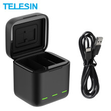 3-Channel Battery Quick Charger TF Card Storage Case with Type-C Cable For GoPro Hero 9 Black