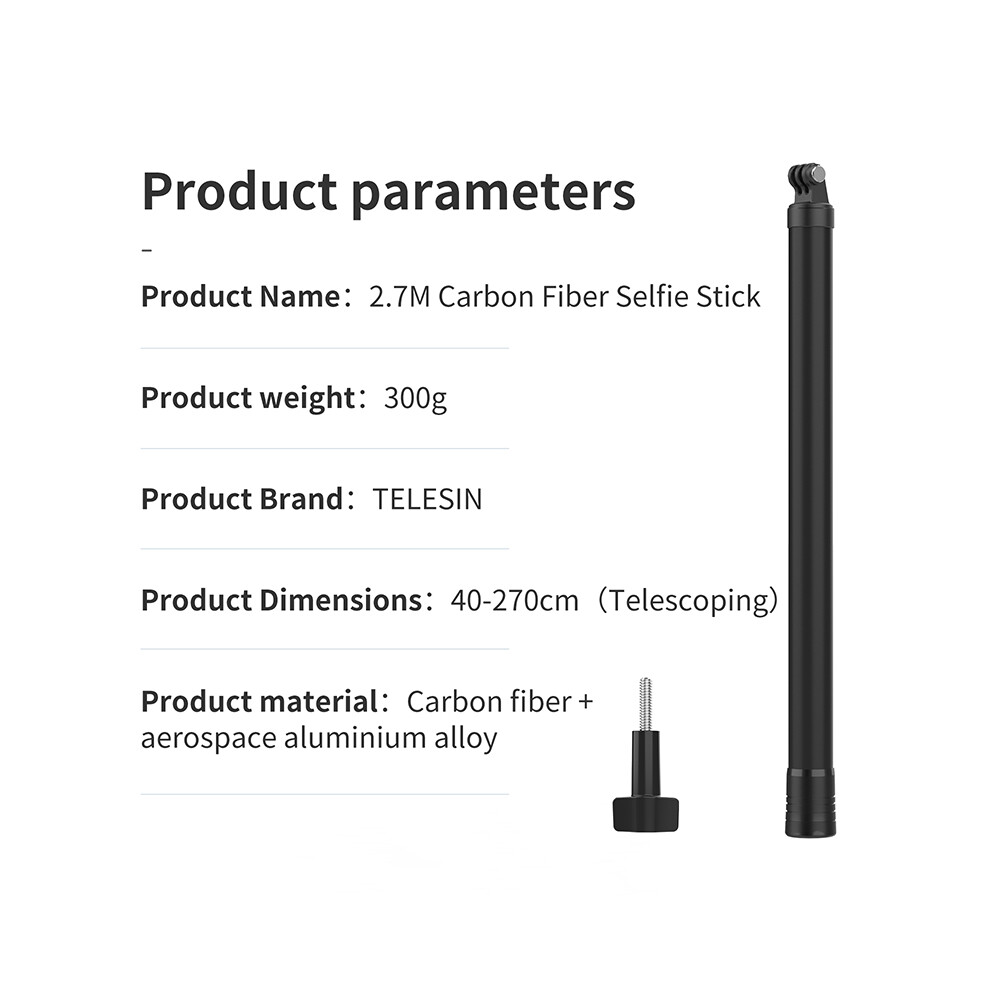 (2.7M) Ultra Long Selfie Stick Extendable Lightweight Pole Monopod For Gopro 9 8 7 6 5 Osmo Action Insta360 Xiaoyi Sjcam 320997690344