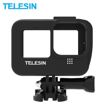 TELESIN Housing Cage with Dual Cold Shoe Mount Protective Frame Case for GoPro Hero 9 Camera