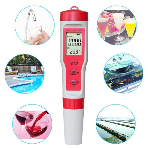 4-in-1 TDS/EC/PH/Temperature Meter, LCD Digital Water Quality Purity Tester Pen 1