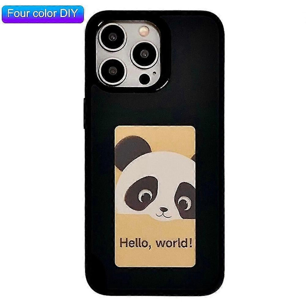 (Black Iphone 15 Pro) For Iphone 15 Pro Max Phone Case With E Ink Display 4-Color Nfc Diy Phone Cover - Black