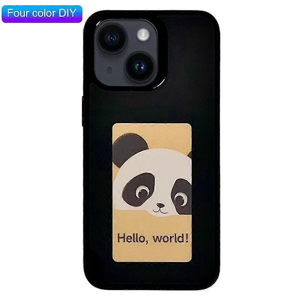 (Black Iphone 15) For Iphone 15 Pro Max Phone Case With E Ink Display 4-Color Nfc Diy Phone Cover - Black