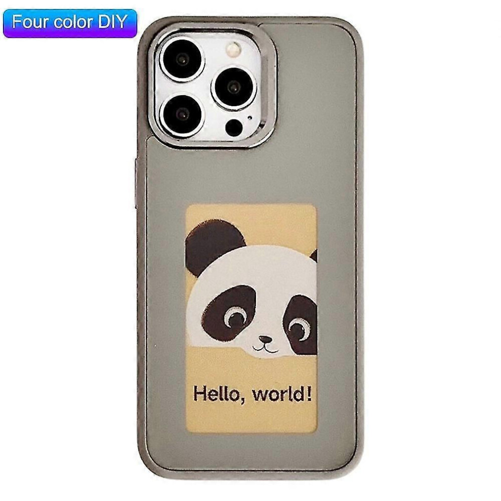 (Grey Iphone 13 Pro) For Iphone 15 Pro Max Phone Case With E Ink Display 4-Color Nfc Diy Phone Cover - Black