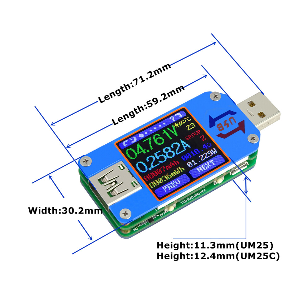 (Um25) Lcd Usb Voltmeter Rd Um25c Ammeter Voltage Current Meter Multimeter 320997689355