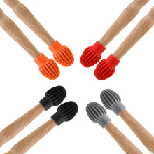 (Orange) 2pcs Silicone Drumstick Sleeves - Practice Tips, Mute Dampers & Protective Covers
