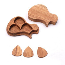 3x Guitar Picks Plectrums Wooden Guitar Pick Box Holiday Gift