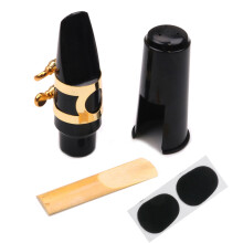 (Gold Card) Alto Saxophone Mouthpiece Set with Cap, Clip, and Reed
