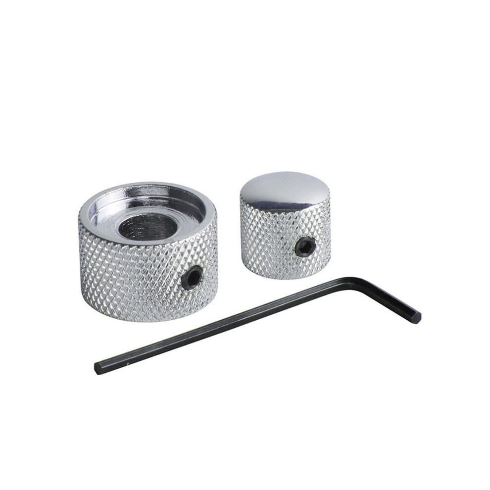(Silver) 1PCS Electric Guitar Volume Tone Control Knobs Dual Concentric Dome Knobs