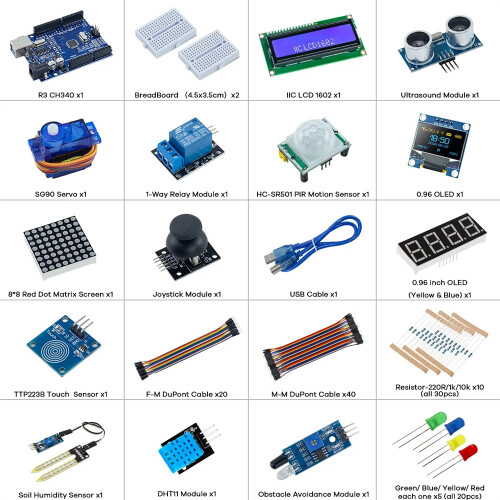 For Arduino R3 Improved Development Board LCD1602 OLED0.96 Novice Entry-level Learning Kit 1