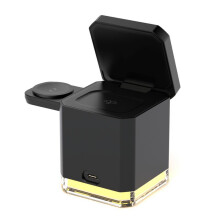 (Black) Foldable Vertical 15W Magnetic Wireless Charger for Desktop Cell Phone Holder