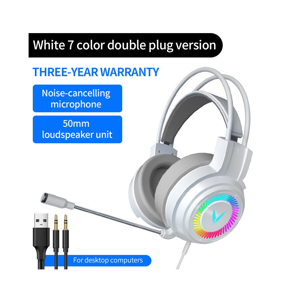 (White) Each 3.5 Mm Gaming Headset Headset 7.1 Stereo Available For Computer Pc White 320997557395