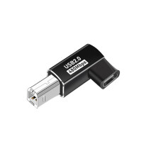 (Black-Elbow) USB C Female to USB B Male MIDI Printer Electric Pianos Synthesizers Adapter