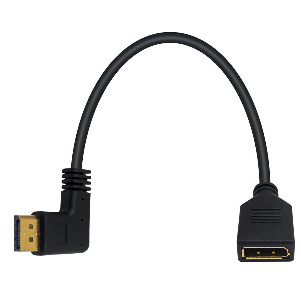 (Left) DP1.2 4K HD Displayport Male to Female Bent Extension Cable Adapter