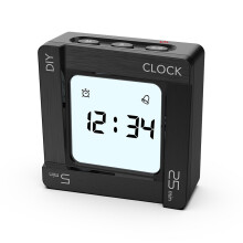 (Black) DIY Time Management Square Alarm Clock with Vibration & Flashing Backlight Timer