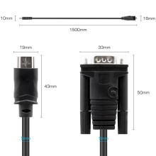 1.5M HDMI To VGA Male Video Converter Cable Adapter For PC DVD 1080P HDTV