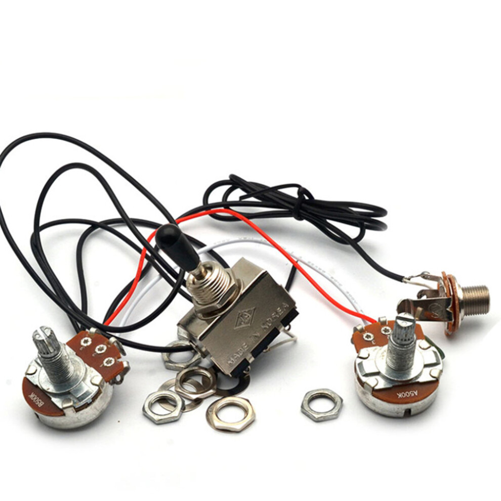 Electric Guitar Wiring Harness Kit 3-Way Toggle, 1 Vol, 1 Tone, 500K Pots