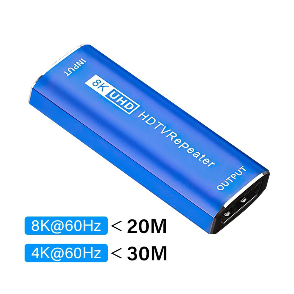 (Blue) 8K/60Hz Hdmi-Compatible Repeater Signal Booster Amplifier 30M Hd Repeater Blue 320997573326